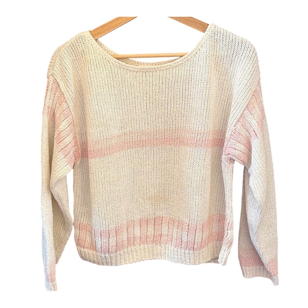 Vintage T.Q. Striped Knit Sweater Grandmacore Coastal Shabby Chic Pastel Girl